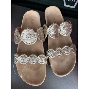Jack Rogers gold leather sandals size 11 beach vacation resort dressy sandals